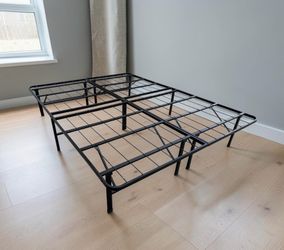 60” Queen Size Metal Elevated Platform Bed frame Metal Slat Mattress Support! Foldable easy to store! 14in Height 80in length