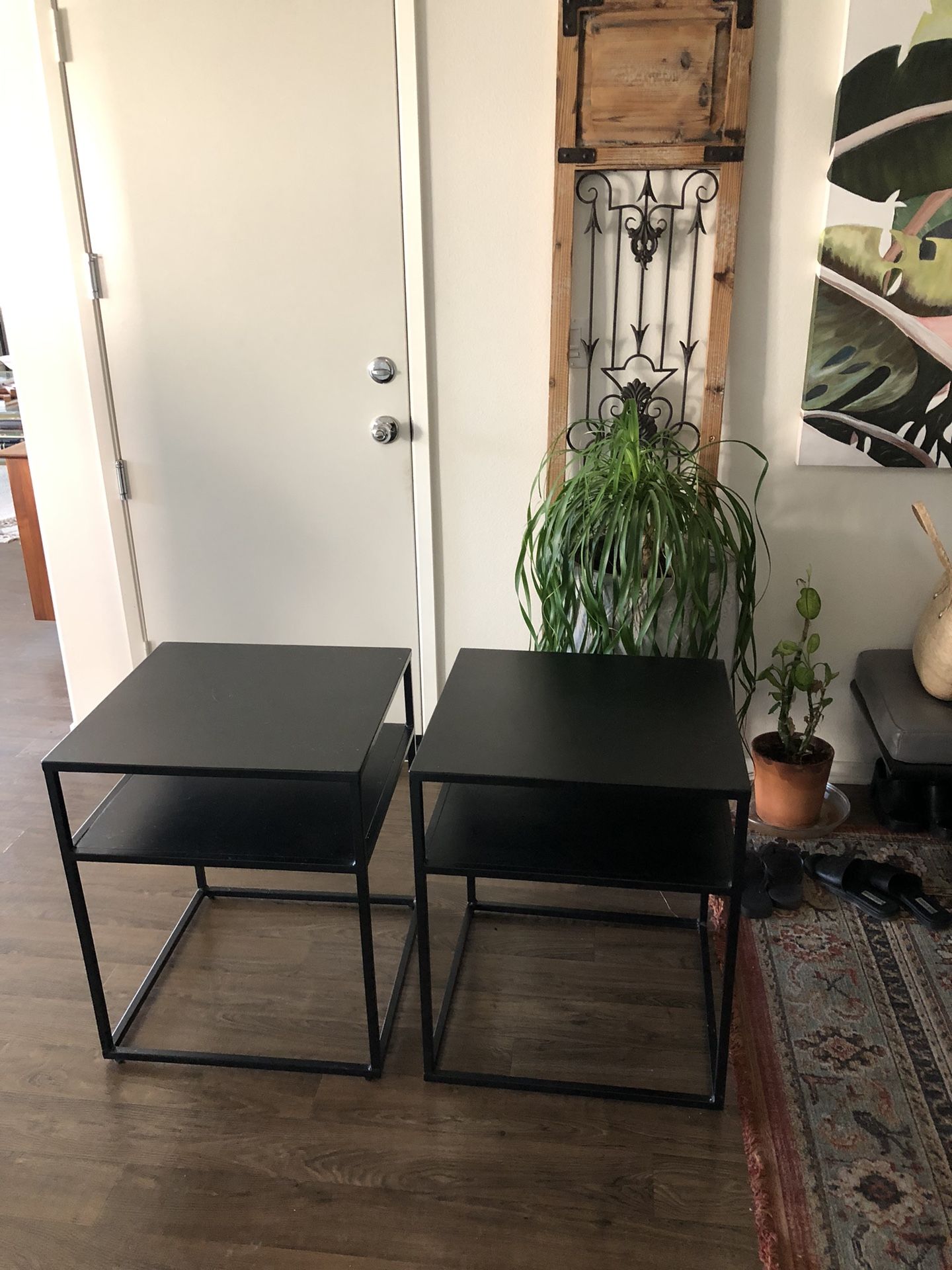 Two Metal Side Tables