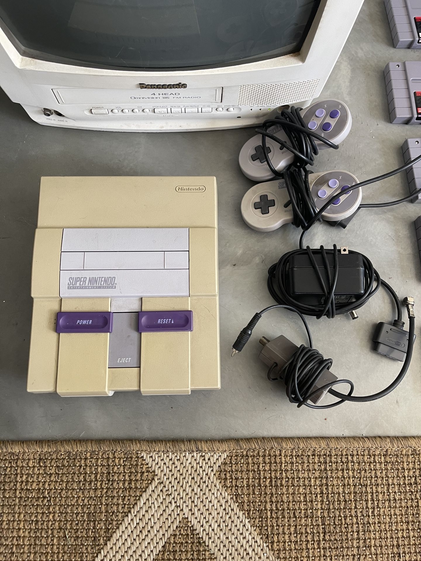 Classic Super Nintendo NES Console & Games (circa 1990)