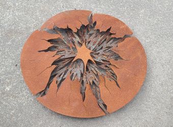 Large Rustic Handmade Heavy Metal Hanging Sculpture