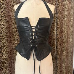 vintage leather bustier