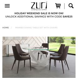 Zuri Furniture - Mambo Dining Table Set With Chairs