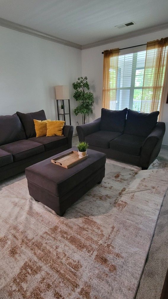 Gray Living Rooms Set With Ottoman