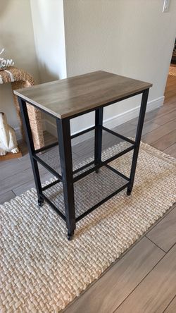 Industrial Rolling Cart with Wood Top