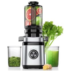 Brand new Juicer Machines, Cold Press Juicer with Wide Feed Chute, Slow Masticating Juicers for Whole Vegetables & Fruits, High Juice Yield,
