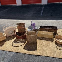Lot of 9 Various Baskets
