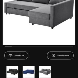 FRIHETEN Sleeper Sofa ,3 seat w/storage, dark gray