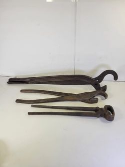 Vintage Farrier Blacksmith Pincers Nippers Tongs Lot of 3 - Champion Marked
