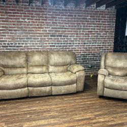 Free Delivery Ashley brown recliner sofa couch + chair