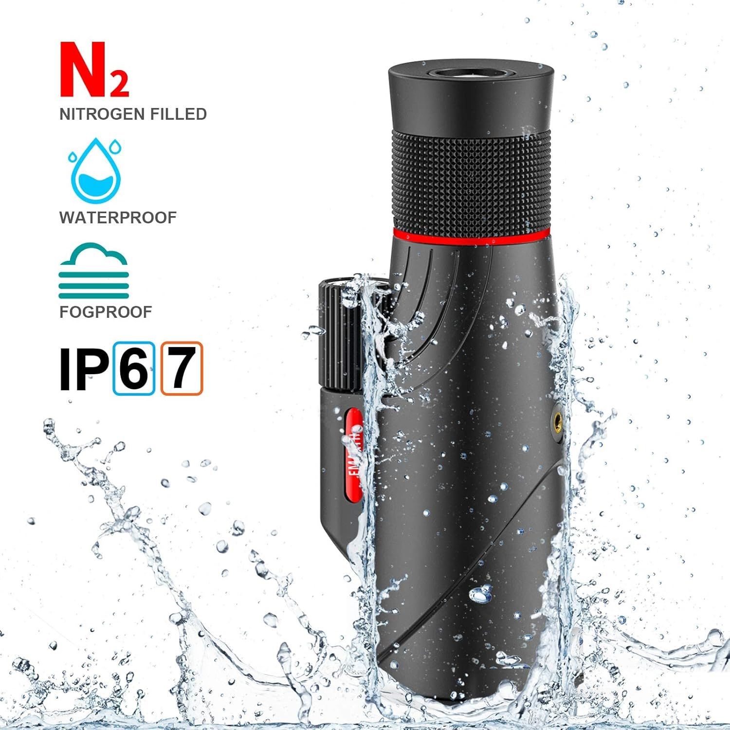 Emarth 10-20X50 Monocular for Adults High Powered, Gifts for Men,BAK4 Prism Waterproof & Anti-Fog Mini Zoom Telescope, Portable HD Monocular Telescop