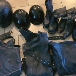 Motorcycle and Leather Gear