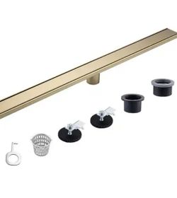 Rainlex 36 In Stainless Steel Linear Shower Drawn With Tile- In Cover In  Brushed Gold