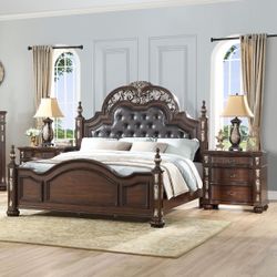 🆕New 4pcs King Bedroom Set ( K. Bed, Dresser, Mirror And Nightstand)