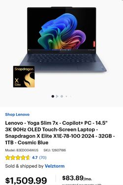 Lenovo Yoga Slim 7x Laptop Cosmic Blue