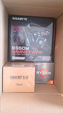(NEW AND SEALED WITH WARRANTY) AMD RYZEN 5 5500 + Rosewill CPU Air Cooler with Digital Display + GIGABYTE B550M MOTHERBOARD with WiFi6