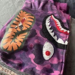 BAPE purple camo shark zip up 