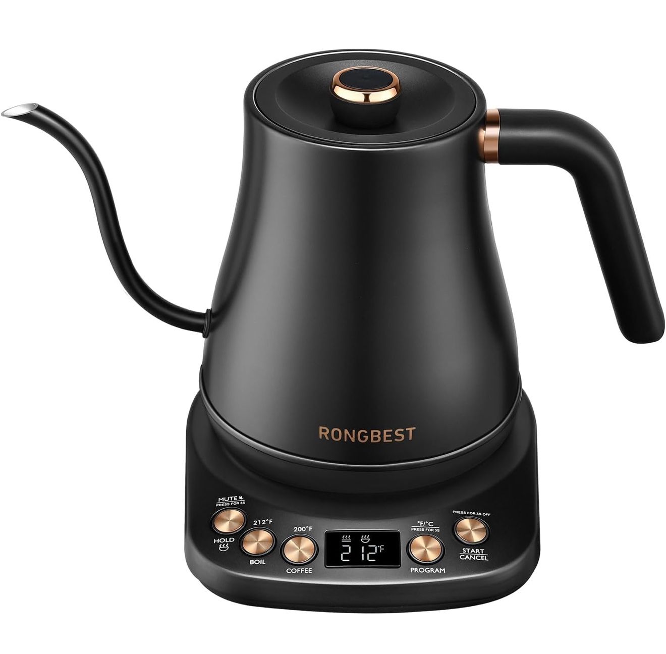 High-End Electric Gooseneck Kettle, 1200W, 6 Temperature Settings, Stainless Steel Inner Lid & Bottom, 1L Quick Heating Pour Over Kettle BRAND NEW