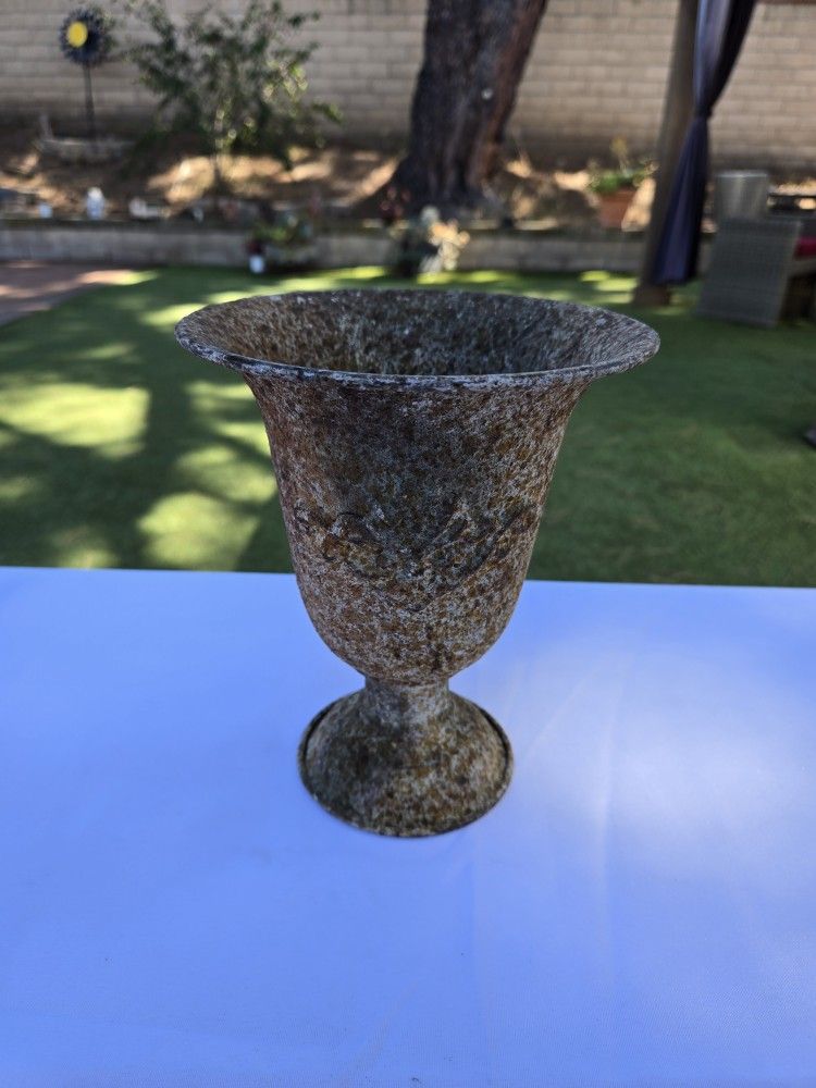 Aged Metal Vase / Urn