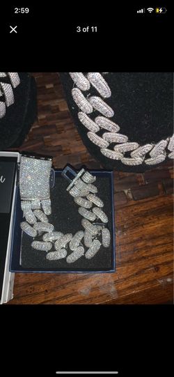 Big heavy thick 8in iced out shiny Cuban link bracelet