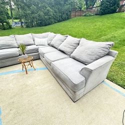 2 Piece Grey Sectional Sofa Couch
