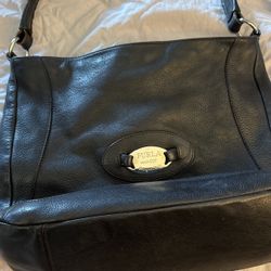 Furla Large Shoulder Bag Purse Fine Soft Black Leather