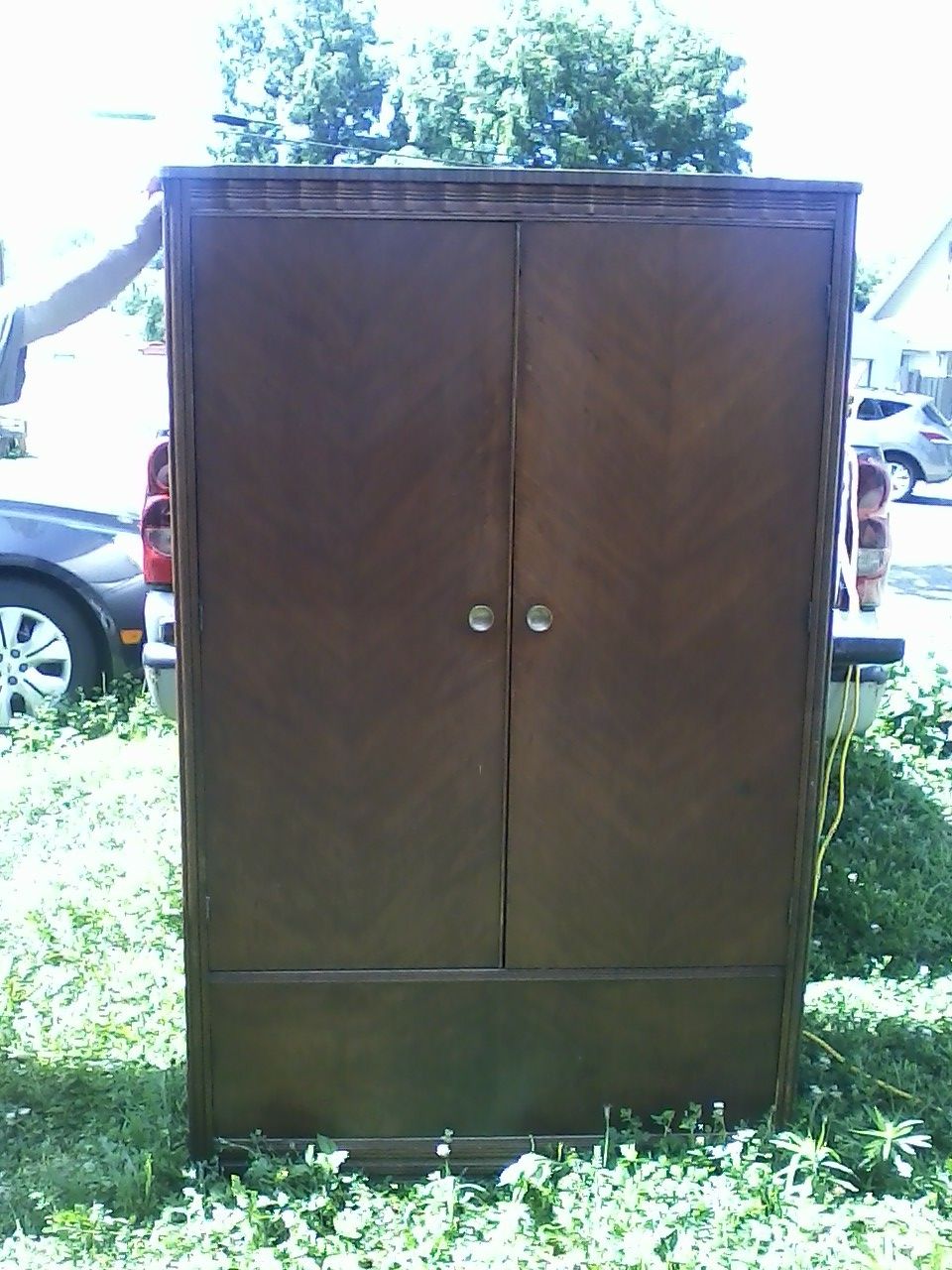 Wood armoire wardrobe cabinet