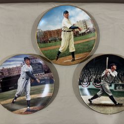 3 Baseball Plates — Cy Young, Babe Ruth & Don Larson