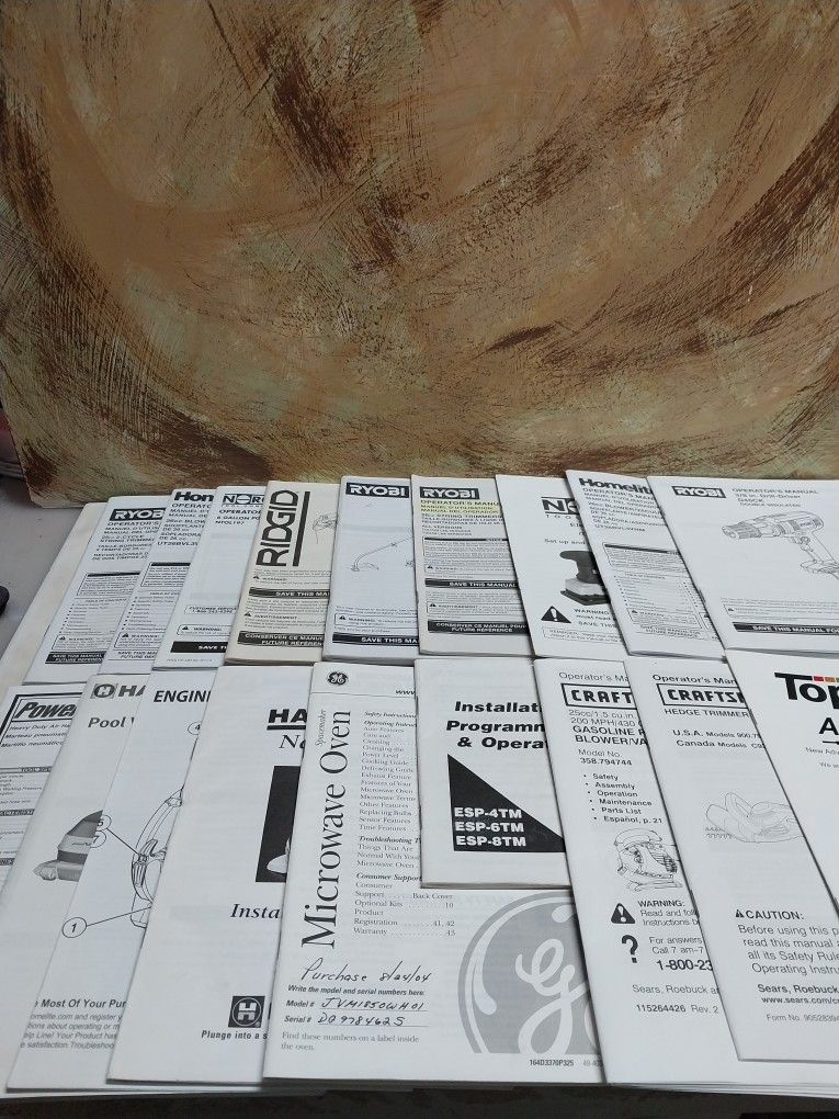 Misc Instruction Booklets As Shown