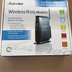 ACTIONTEC 300 Mbps Wireless N DSL Modem/Route GT784WN-01 Tested