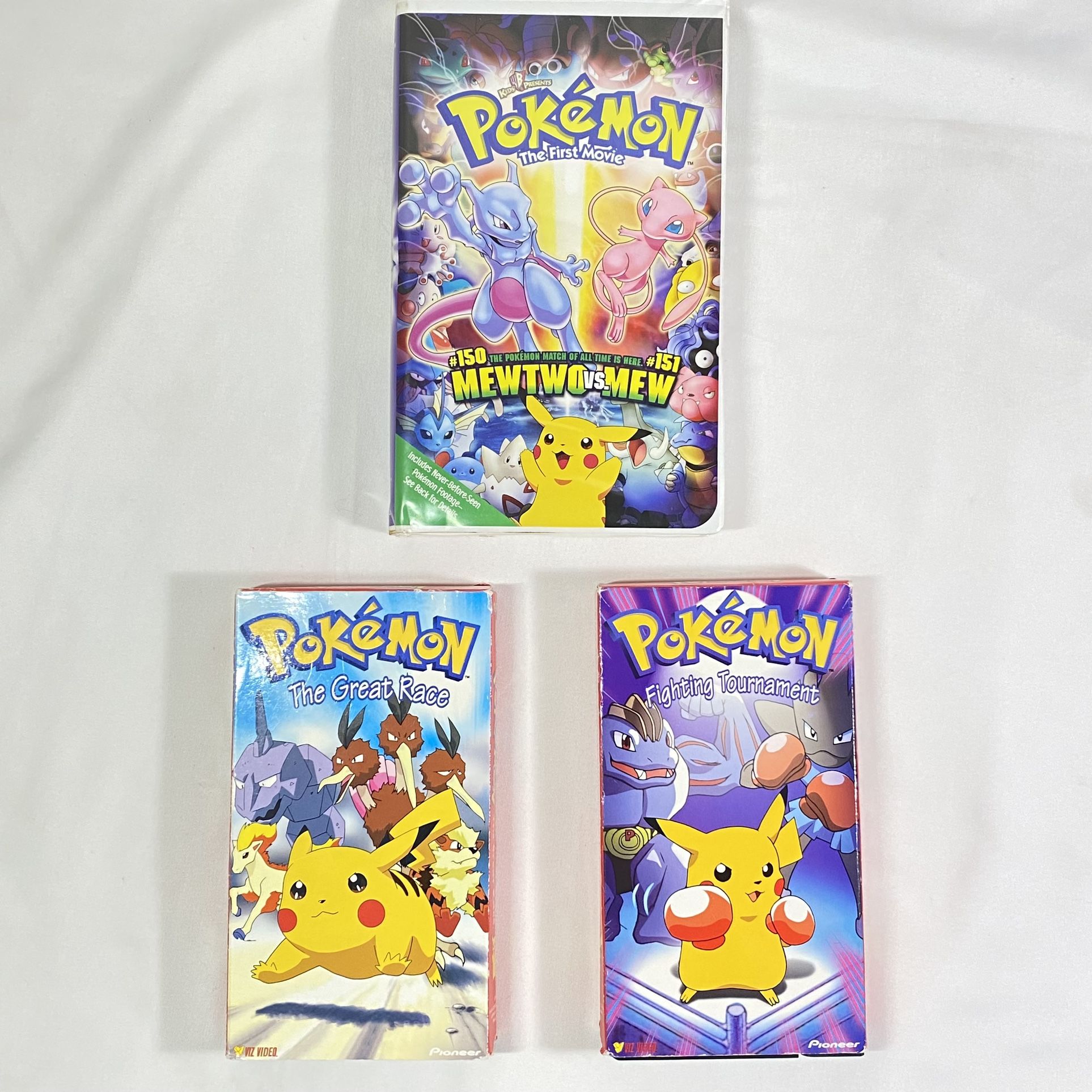 Pokemon The First Movie, The Great Race and Fighting Tournament VHS Tape Lot
