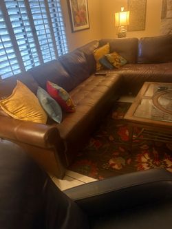 Italian Leather Sectional with Chase