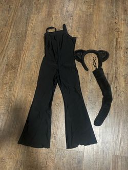 Black Cat Halloween Costume with Ears and Tail