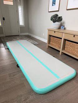 🤸 Inflatable Gymnastics Air Track Mat — Mint/Gray