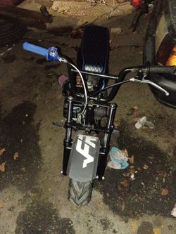 Mini Bike Black Frame with rainbow metallic and blue grips