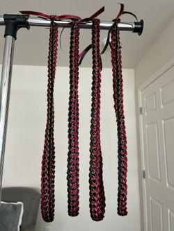 Ribbon Braided Glitter Lei Maroon & Black $10 EACH