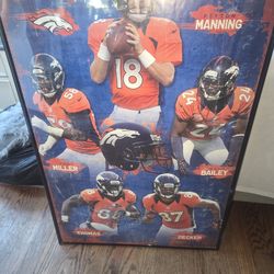 Denver Broncos Framed Poster Peyton Manning Von Miller Champ Bailey Print