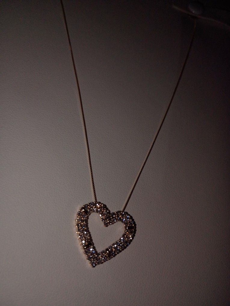 10 kt Gold Necklace And Diamond Heart Charm 1kt