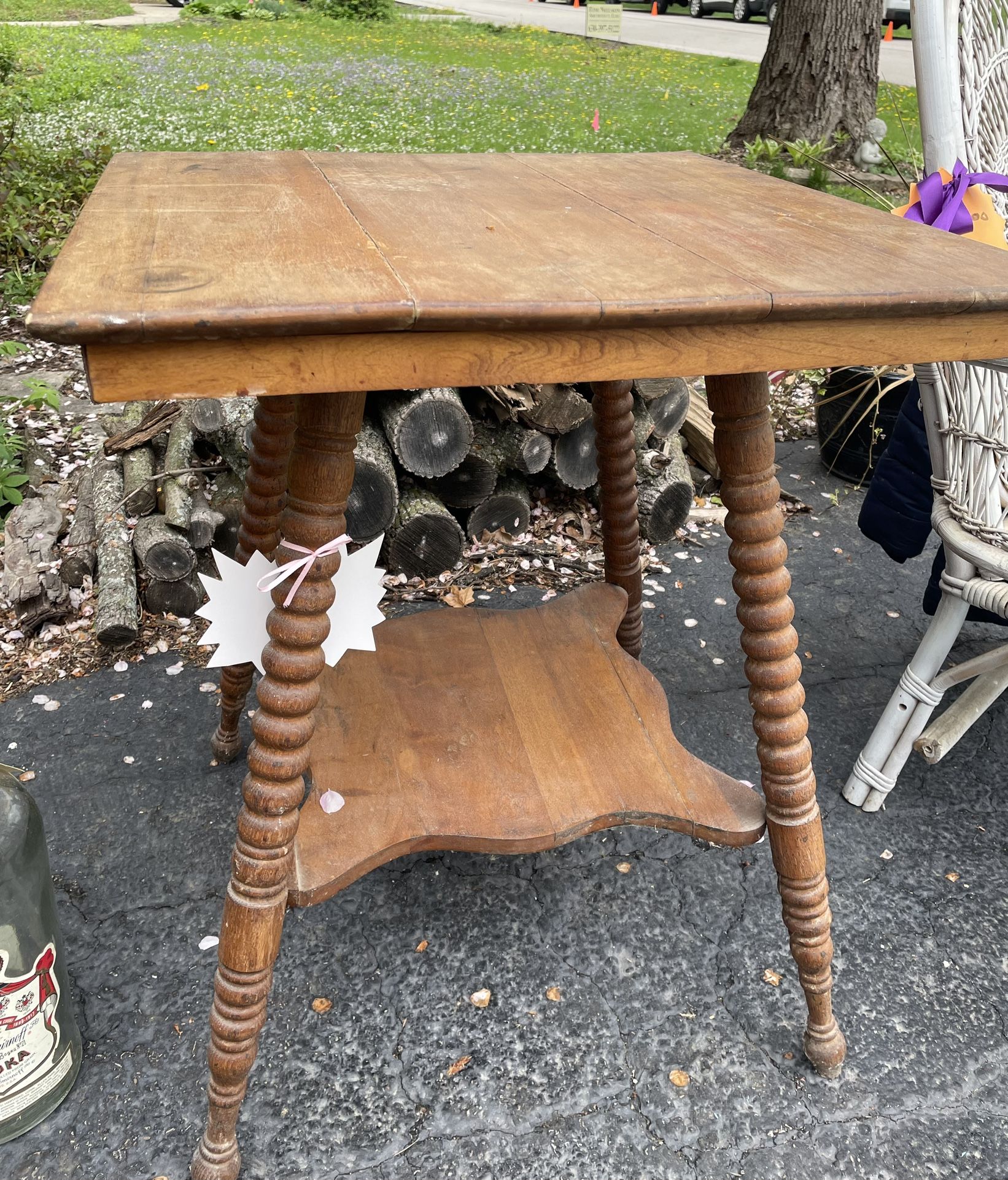 Antique Solid Wood Farmhouse End Table