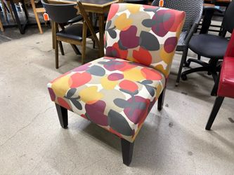 Whimsical Floral Pattern Fabric Armless Accent Chair