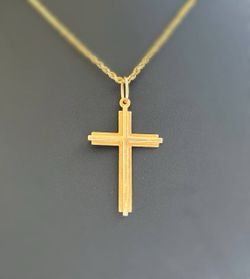 14k solid yellow gold Cross Jesus Cross Pendant charm