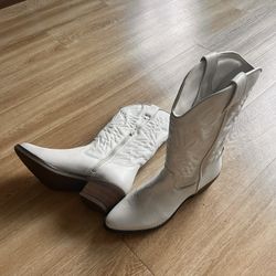 White Leather Womens Cowgirl Western Boots