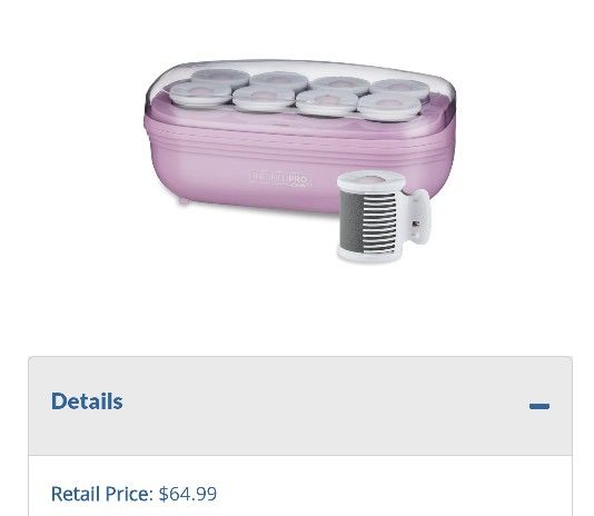 Lot # TB8954: Conair Hot Rollers for Long Medium Short Hair 8 Ceramic Flocked 2Inch Heated Hair Rollers with Clips Infinity Pro 