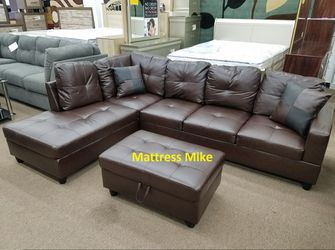 CALL 2404906970 ESPRESSO FAUX LEATHER SECTIONAL SPECIAL