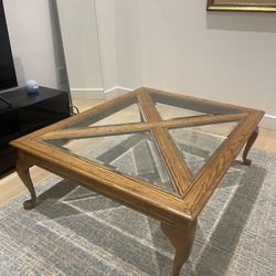 Coffee Table - Wooden w/ Glass Panels