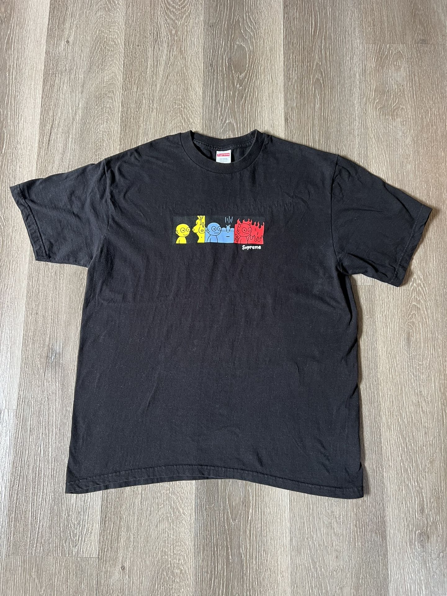 Supreme Tee Shirt “3 Framed Portraits Black Washed Short-Sleeve” Size Large In Men