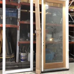 3’O” X 8’0” Pre Hung Fir Insulated Glass Door , 1 3/4”  With Full View Aluminum Screen Door. New Never Installed