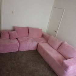 Pink L shaped Cloud sectional