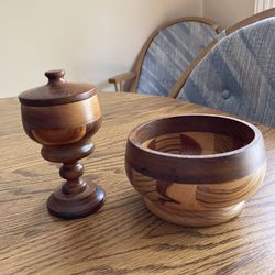 Handmade Wooden Bowl And Goblet 