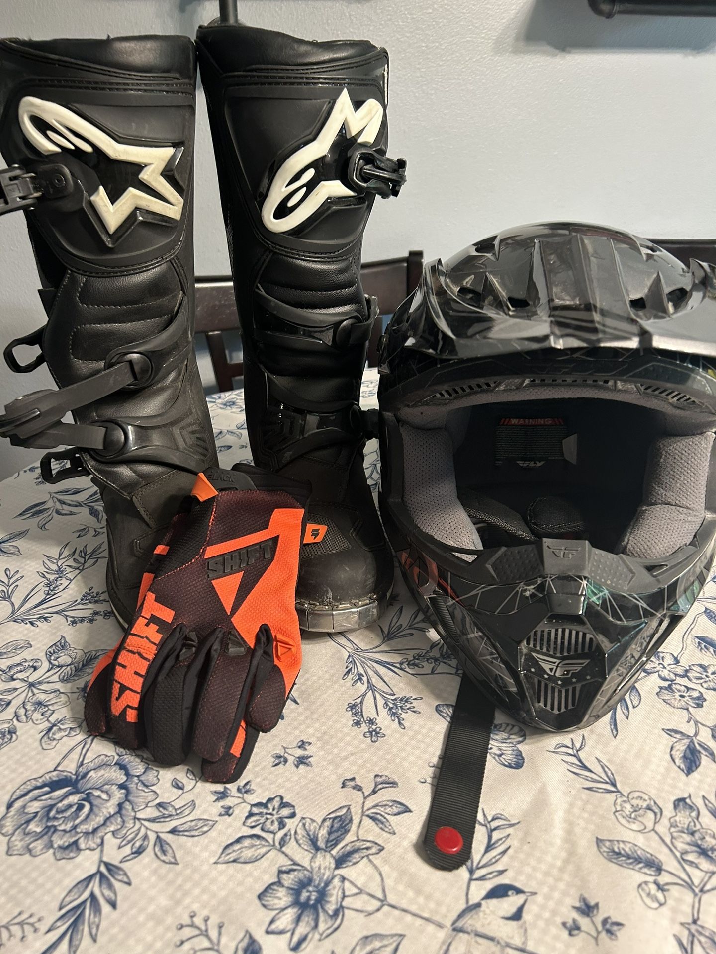 Dirt Bike Boots And Helmet