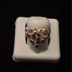 Heart Nugget Ring Silver 925 In Gold Color Size 9 